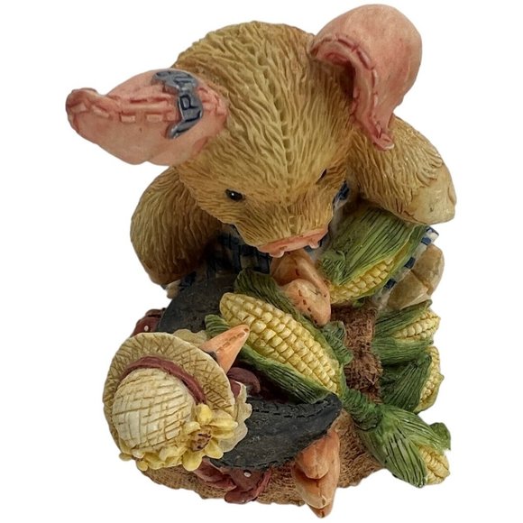 Enesco This Little Piggy Figurine Nothin Corny Bout You And Me 1994 TLP Crow Pig - Picture 8 of 9